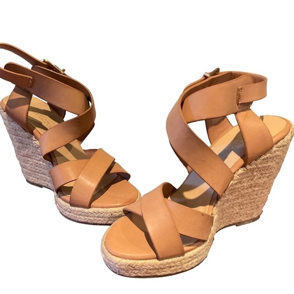 Woman's Neutral Adjustable Buckle Rounded Toe Wedge Heel Shoe - Picture 2 of 8